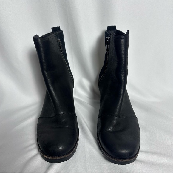 Sorel Women’s Cate Booties Black Heeled Leather Suede Boots sz 7.5 - Picture 5 of 12